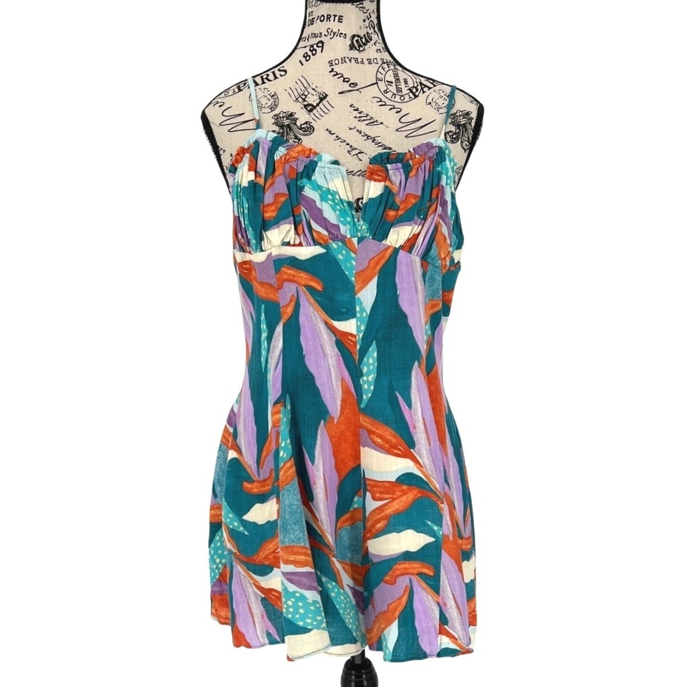 Sage the Label Underwater Romper Tropical Print Large Resortwear Vacation EUC